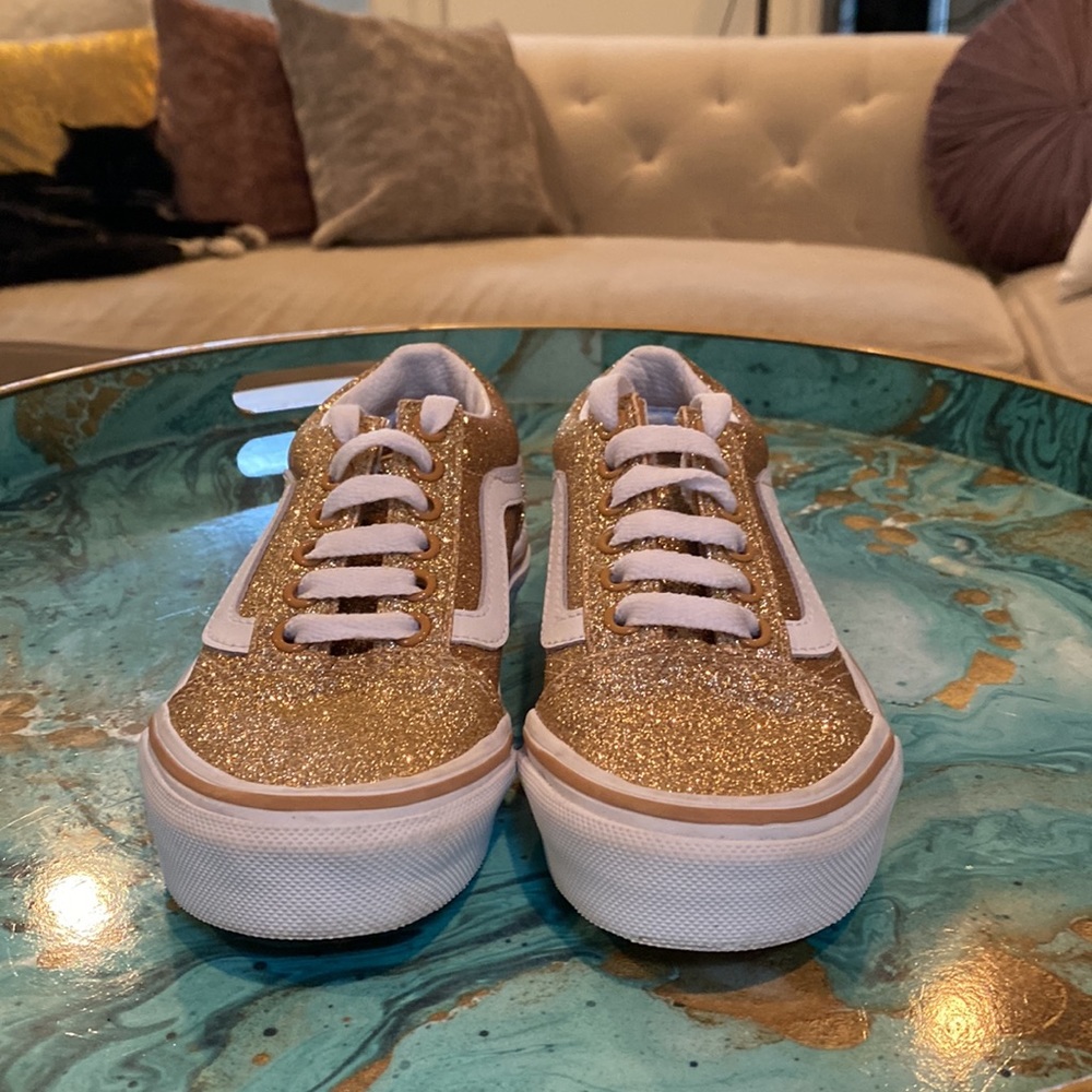 Golden kids vans glitter